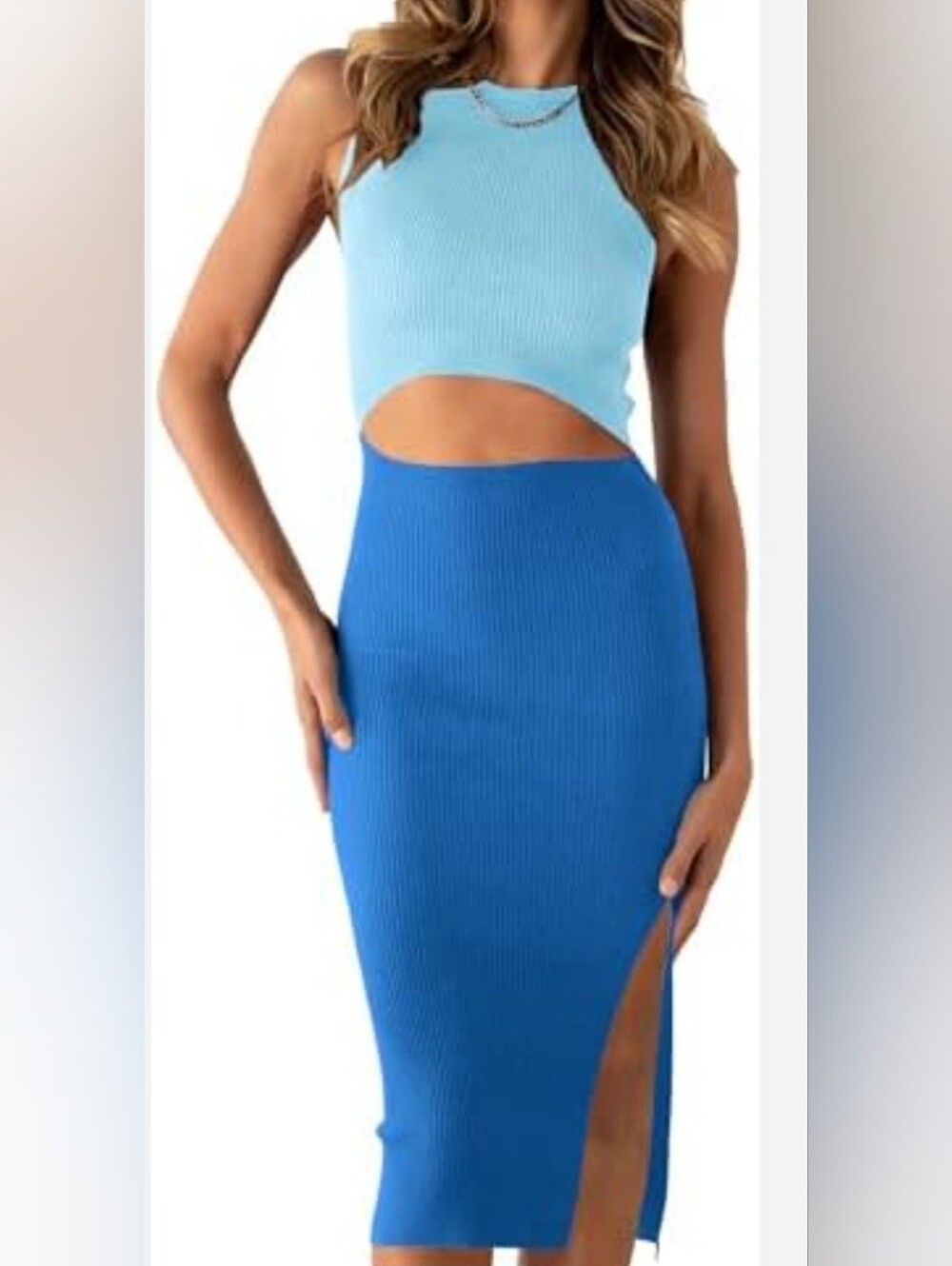 PrettyGarden Cutout Colorblock Dress